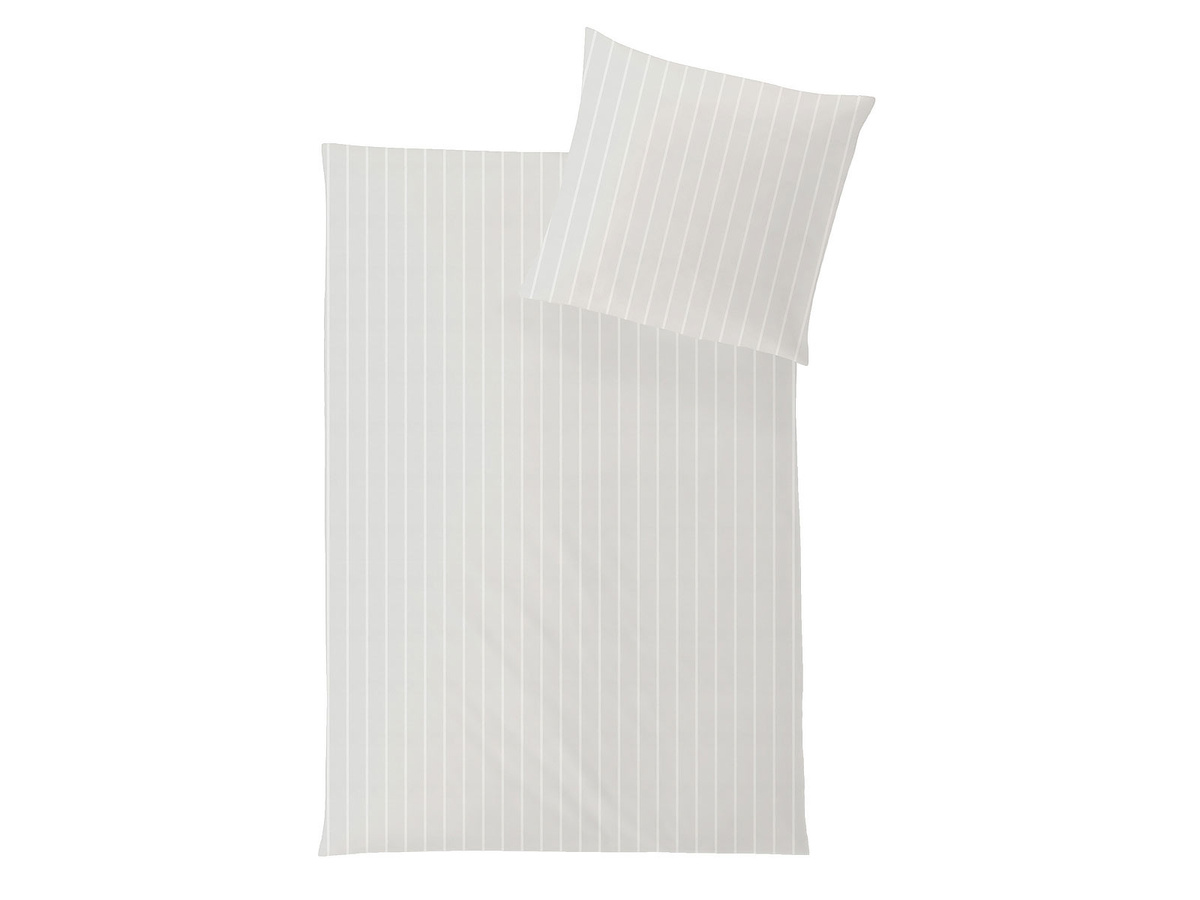 Hefel Bettwäsche Streifen aus Lyocell Mako-Satin in Weiß und Grau, B/H: 200 x 220 cm - Bild 1