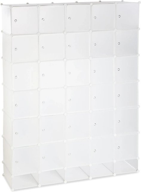 Relaxdays Kleiderschrank Stecksystem aus Kunststoff und Metall in Weiß, erweiterbar, B/T/H: 180 x 46,5 x 234 cm - Bild 1