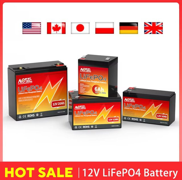 MOSEWORTH LiFePO4 Lithium-Batterie 12V für Solaranlagen und Haushalts-Energiesysteme - Bild 1