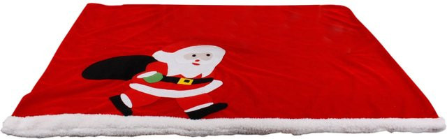 Heim Haustierdecke mit Weihnachtsmann-Aufdruck in Rot, B: 100 cm, H: 70 cm - Bild 1
