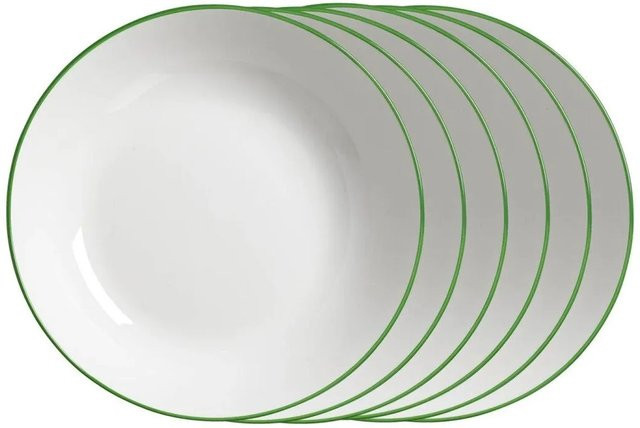 Ritzenhoff & Breker Adela Suppenteller aus Porzellan 6er Set Grün und Weiß Durchmesser: 20 cm - Bild 1