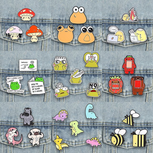 Miss Zoe Emaille-Anstecknadeln, Frosch, Pilz, Dinosaurier, Biene, Unisex - Bild 1