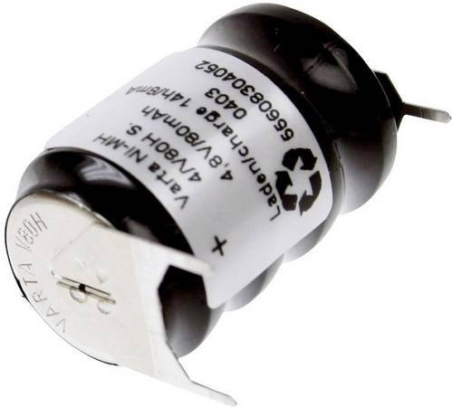 Varta V4/80H-SLF NiMH Knopfzellen-Akku, 4.8V, 80 mAh, Schwarz - Bild 1