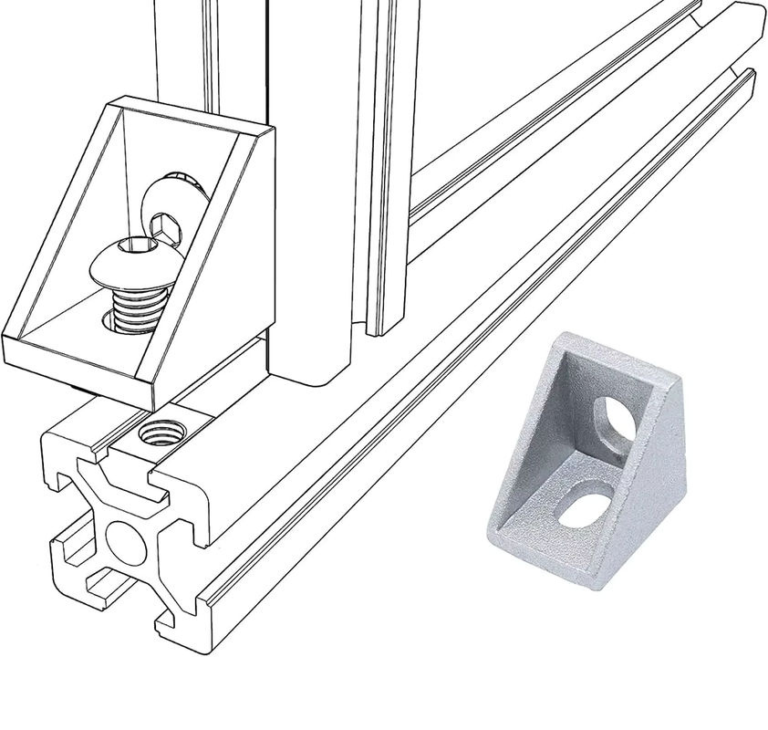 NERISXB Aluminiumprofil-Eckhalterung Serie 2020, L-förmiger rechtwinkliger Verbinder aus Stahl in Silber für Aluminium-Strangpressprofile mit 6 mm Schlitz - Bild 5