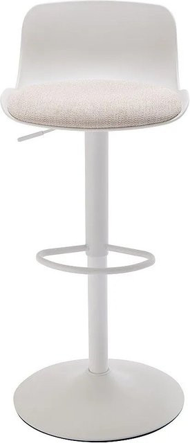 Barhocker Dorelio Vente-unique in Beige und Weiß mit Metallgestell und Stoffbezug, Breite: 43,5 cm - Bild 1