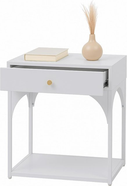 MCW Nachttisch O88 mit Metallschublade in Weiß, B/T/H: 50 x 43 x 41 cm - Bild 1