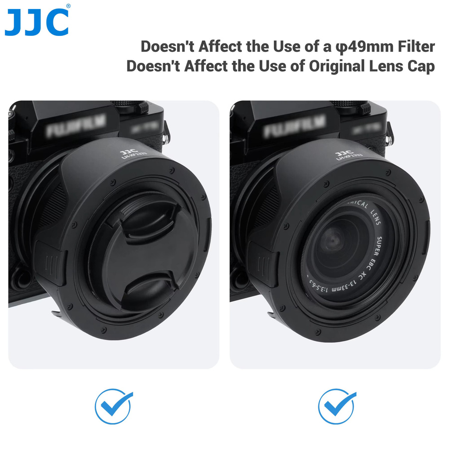 JJC Petal Reversible Gegenlichtblende Schwarz für Fujifilm XC 13-33mm f/3.5-6.3 OIS Objektiv mit Adapterring für Fujifilm X-T30 XT30 III - Bild 4