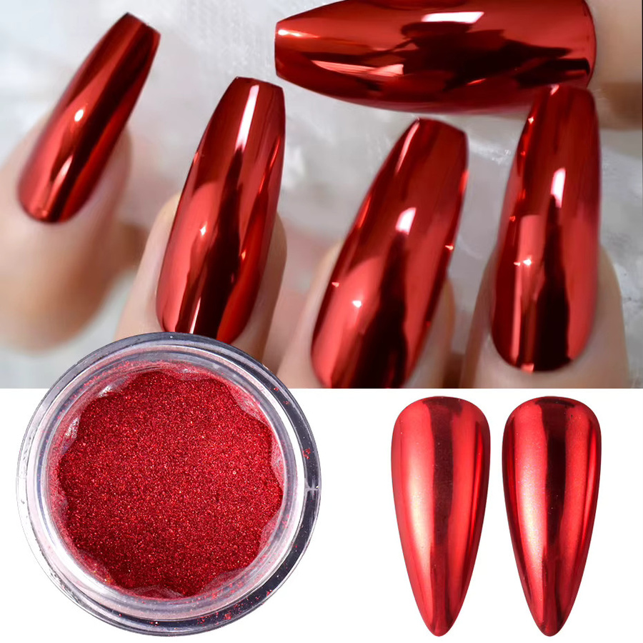 Full Beauty Nagelpulver Red Chrome, Metallic, Nagelart Dekoration - Bild 2