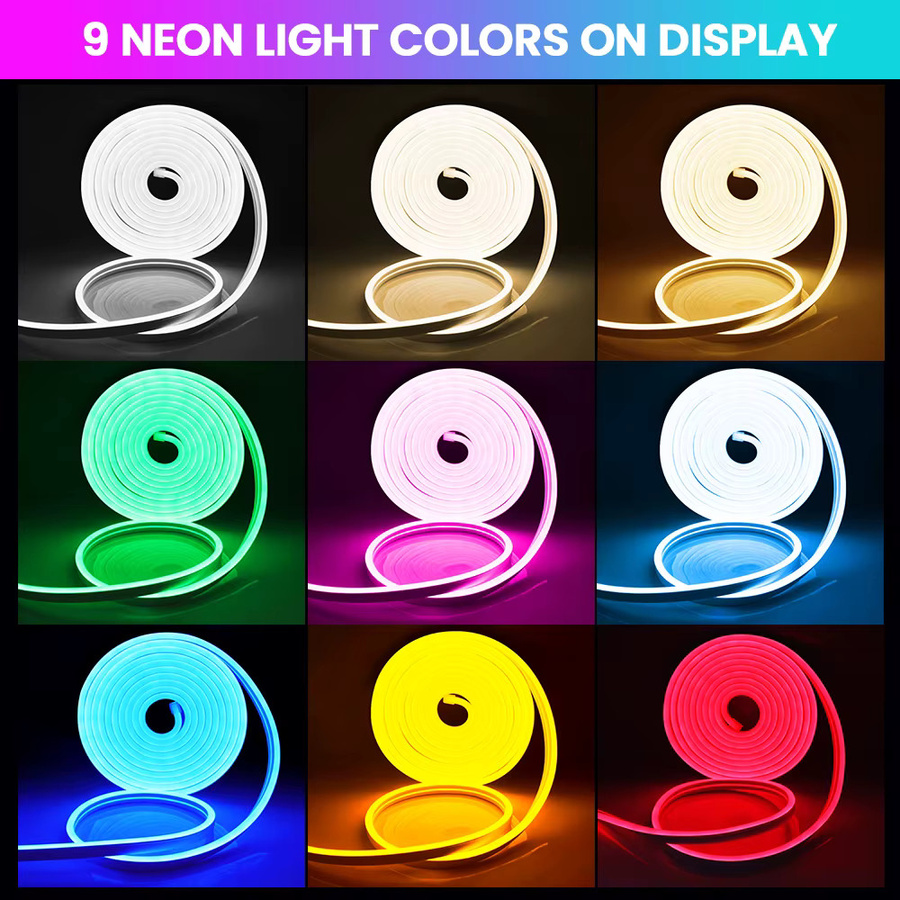 GAHADA Neon LED Streifen Licht Multicolour DC 12V, 120 LEDs/m, IP67 wasserdicht, Silikon Rohr 8 x 16 mm - Bild 3