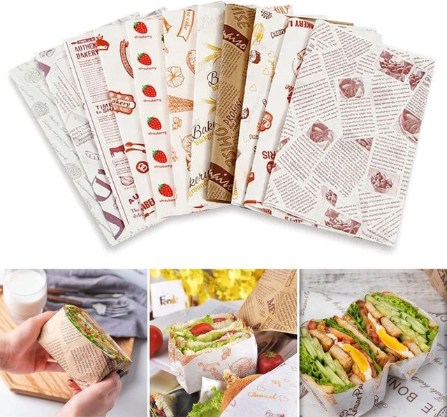 Ölbeständiges Sandwich- und Hamburger-Papier für Brot, Backplatten und die Heißluftfritteuse - Bild 1