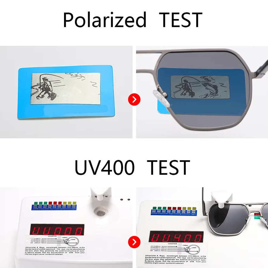 Polarisierte Farbwechsel-Sonnenbrille, Damen, Vollrand, Square, Metal, Grau, Krokodil - Bild 3