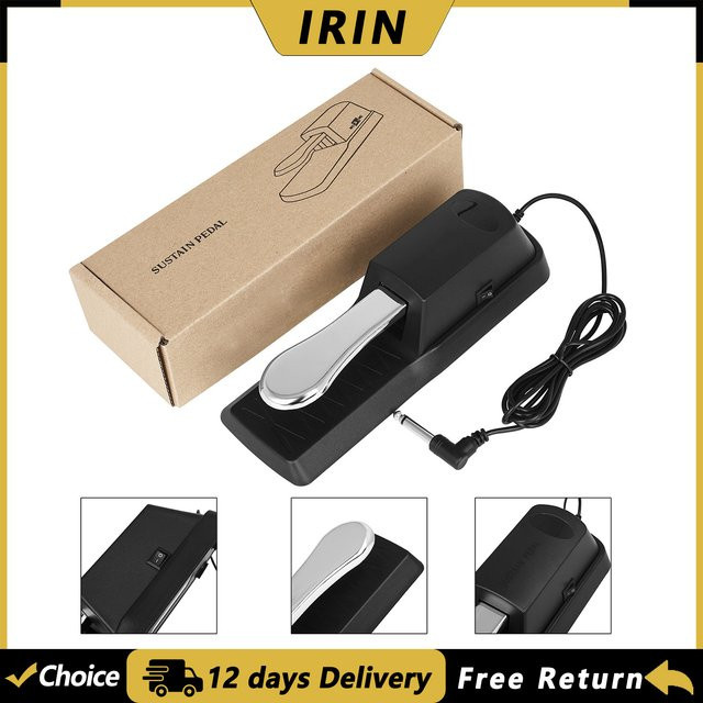IRIN Piano Sustain-Dämpferpedal in Schwarz mit Polaritätsschalter für elektronische Klaviere und MIDI-Keyboards - Bild 1