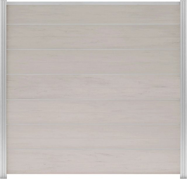 GartenLand WPC Sichtschutz Steckzaun Ameland Exclusive Sand Multicolor mit Zwischenleisten und Abschlussleiste Silber, B/H: 180 x 180 cm - Bild 1