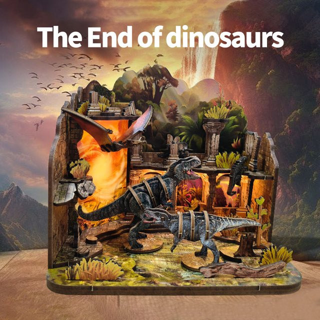 Music Park Dinosaurier-Doomsday-Bücherregal, 3D-Holzpuzzle, mit Beleuchtung - Bild 1