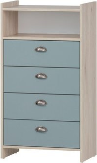 Schildmeyer Highboard Lindholm in Taubenblau und Braun, B/H/T: 33 x 104 x 60,1 cm - Bild 1
