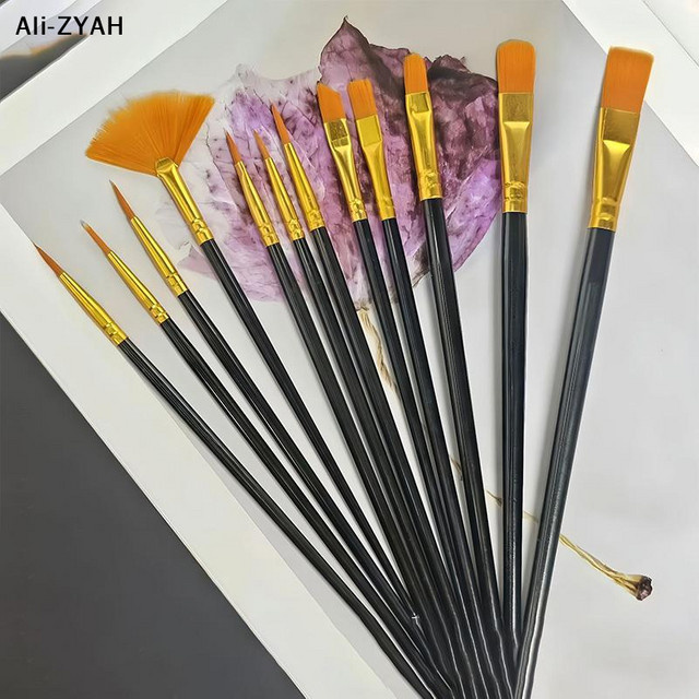 JETTING 12-teiliges Nylon-Borstenpinsel-Set für Aquarell, Öl und Acryl in Multicolour - Bild 1