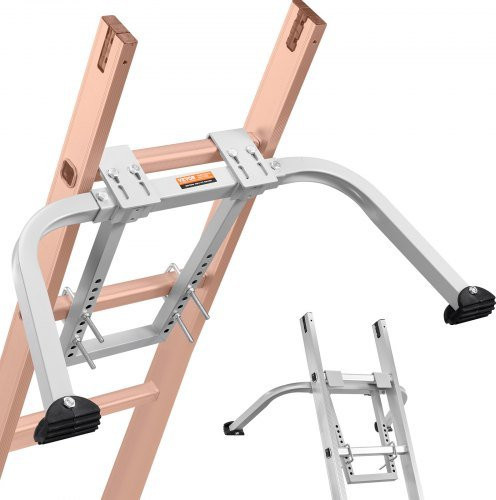 VEVOR Leiterstabilisator aus Stahl in Silber Matt, Leiter-Dachhaken mit Wandverlängerung und Anti-Rutsch-Gummifüßen, Belastbarkeit 150 kg, B/T/H: 84,5 x 40,5 x 37,5 cm - Bild 1