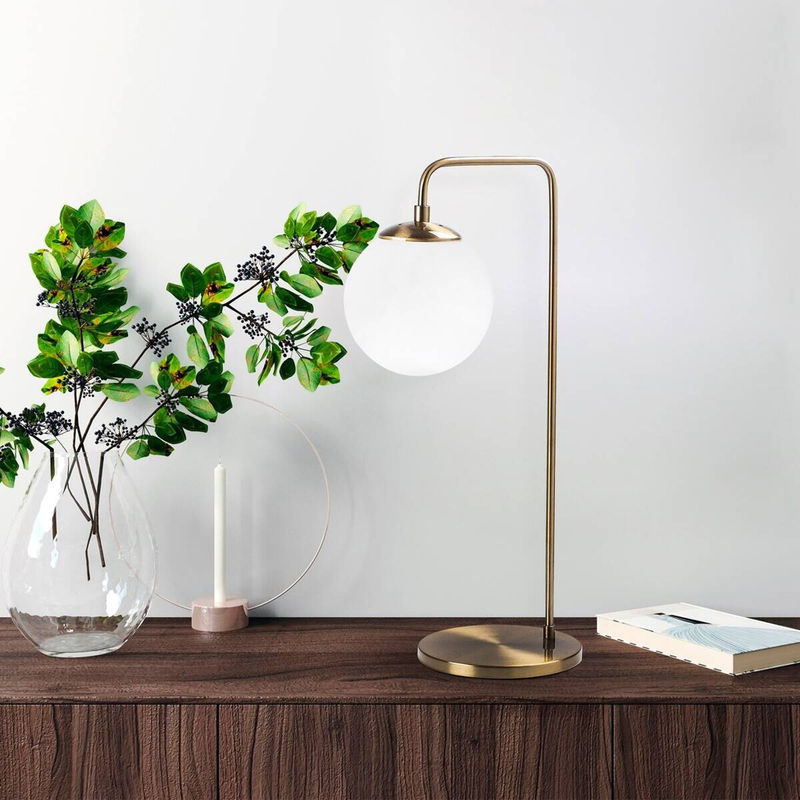 Opviq Tischleuchte Viran in Bronze aus Glas und Metall mit E14 Fassung, B/H/T: 25 x 55 x 25 cm - Bild 3