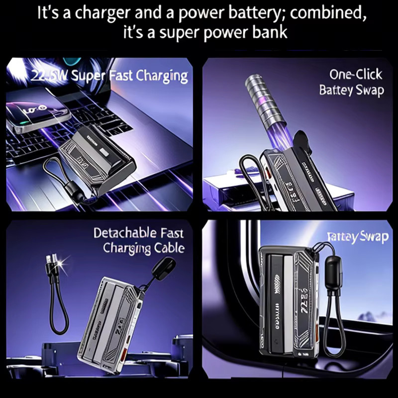 Tragbare Akku-Powerbank mit 5000 mAh und integrierten Kabeln für iPhone und Samsung - Bild 6