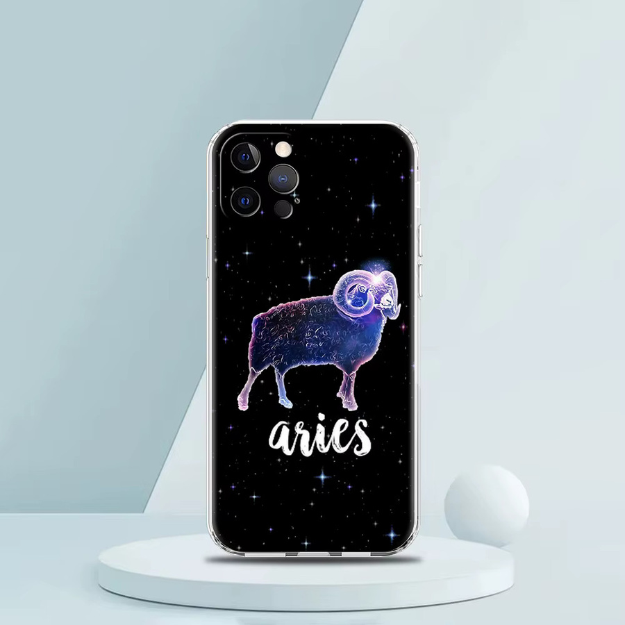 Transparentes Constellation Virgo Aries Handycase für iPhone 11 bis iPhone 16 Pro Max, Stoßfestes Soft Case - Bild 2