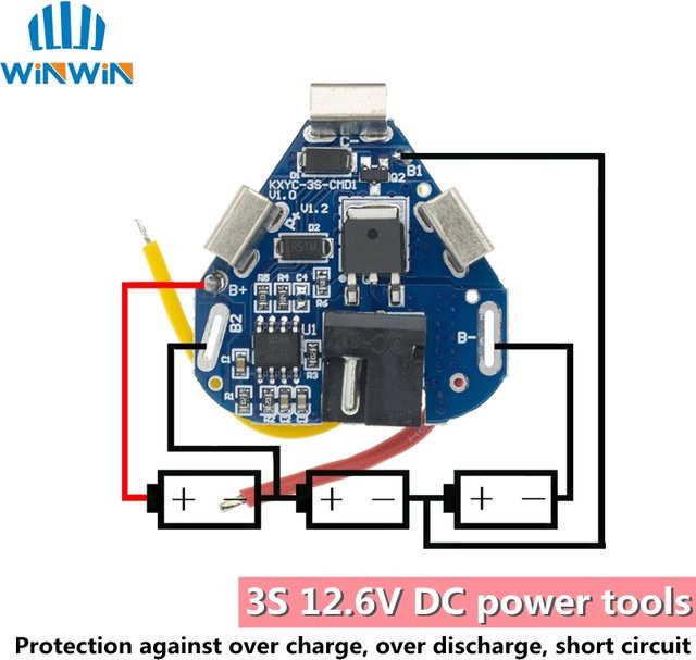 3S BMS Li-Ion Batterie Schutzmodul 12,6 V 6A für 18650 Lithium-Batterien in Blau - Bild 1