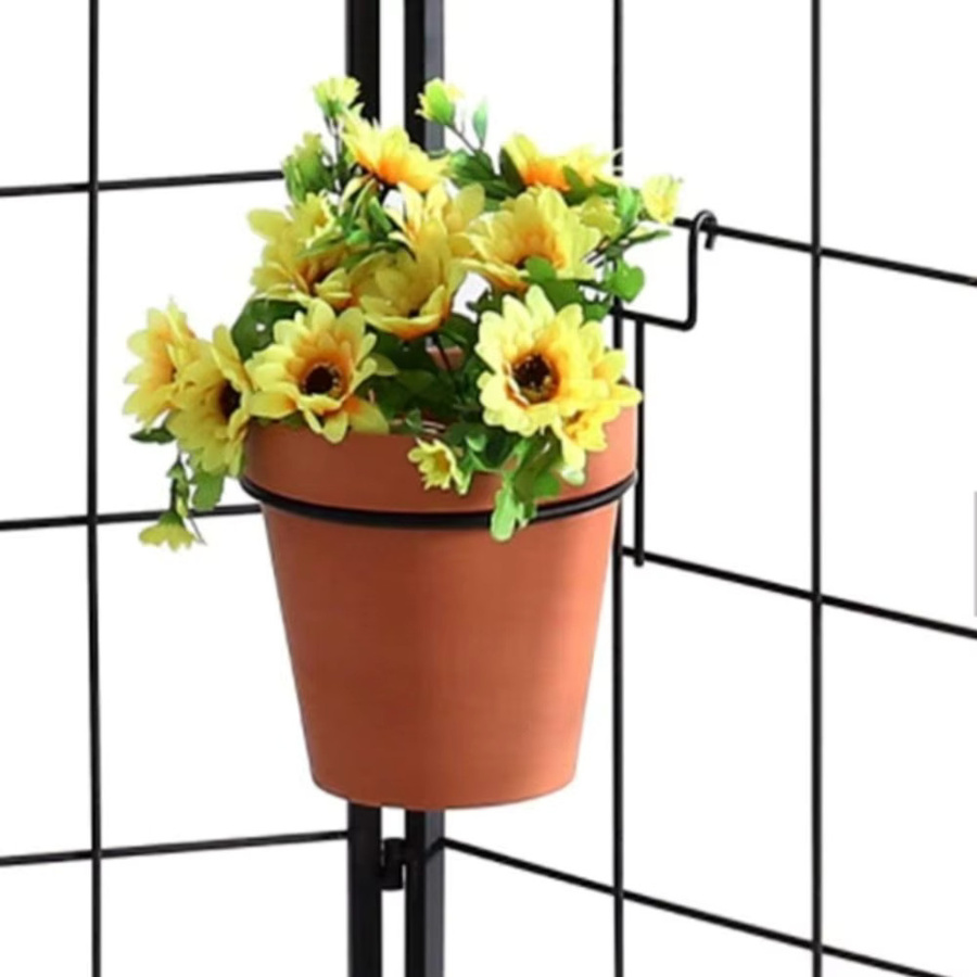 Geländer-Blumentopfhalter aus Metall als Hängekorbhalter in Weiß, B/T/H: 18,0 x 16,0 cm - Bild 3