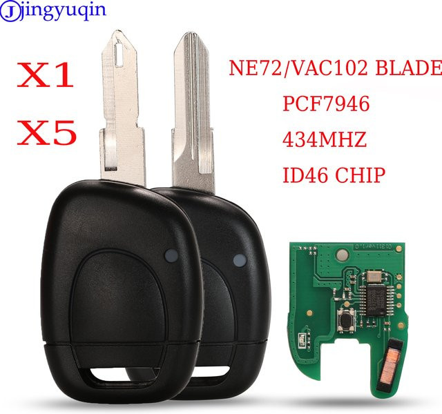 Jingyuqin X1 X5 Fernbedienung Auto Schlüssel für Renault Master Kangoo Clio Twingo mit VAC102 Klinge, PCF7946 ID46 Chip und 433MHz - Bild 1