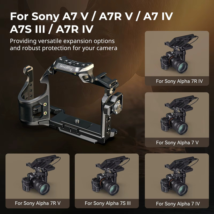 SmallRig Rhinoceros Kamera-Cage für Sony Alpha 7 V, 7R V und 7 IV in Schwarz mit Arca-Swiss Schnellwechselplatte - Bild 2