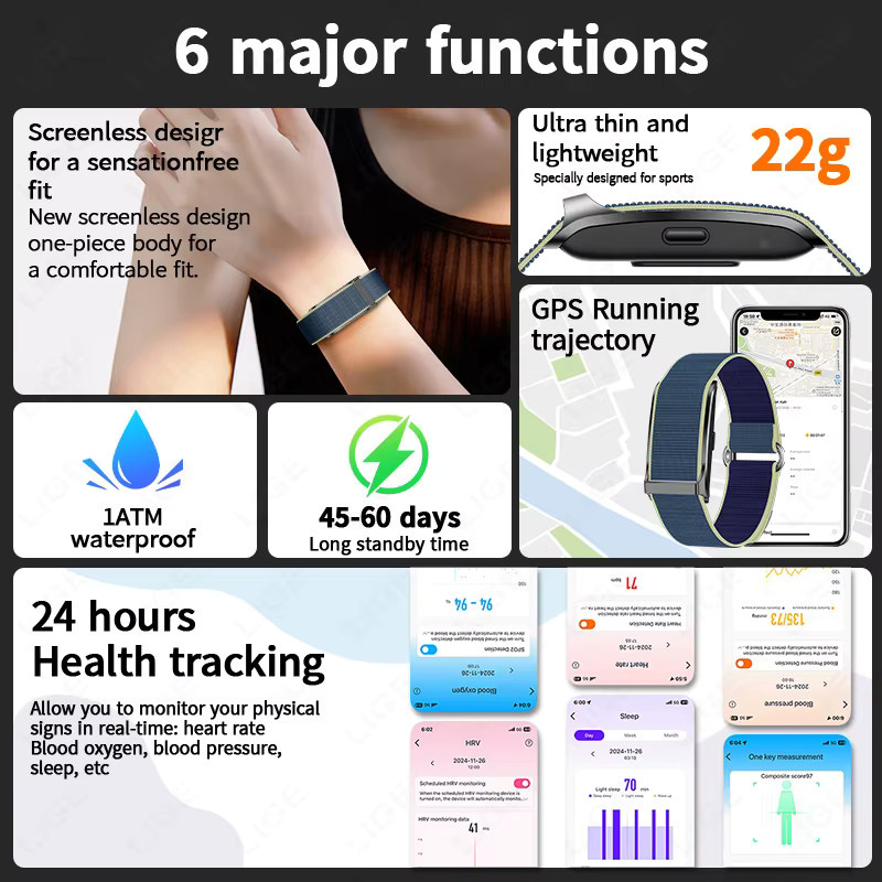 LIGE Intelligentes Gesundheitsarmband in Blau mit Multi-Sport-Modus und kontinuierlicher Gesundheitsüberwachung - Bild 3
