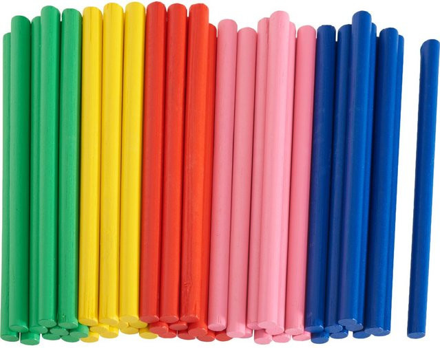 VBS XXL Bambusstäbchen Bunt, 50 Stück, Länge: 8 cm, Durchmesser: 0,5 cm - Bild 1