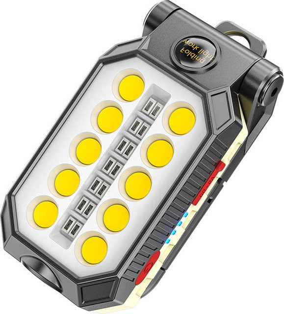 QHSPE USB-wiederaufladbare COB-LED-Arbeitsleuchte in Schwarz mit Magnethaken und Leistungsanzeige - Bild 1