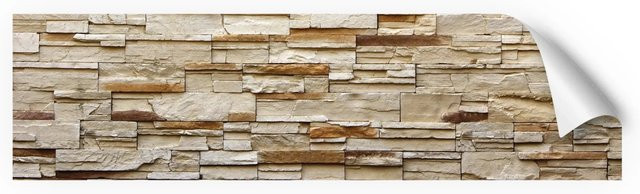 Myspotti Küchenrückwandfolie Rustical Bricks in Beige, Selbstklebend, B: 220 cm, H: 60 cm - Bild 1