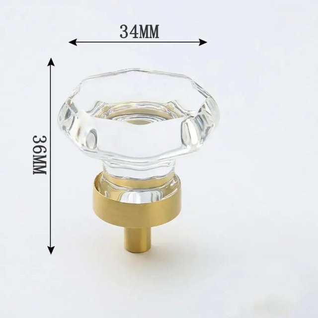 Luxuriöser Möbelknopf von Binchi Outdoor Product aus Kristallglas in Transparent mit goldener Zink-Basis für Küchenschränke und Schubladen - Bild 1