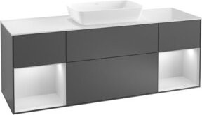 V&B Waschtischunterschrank Finion mit Wandbeleuchtung, Breite: 160 cm, Farbe: Grau lackiert - Bild 1