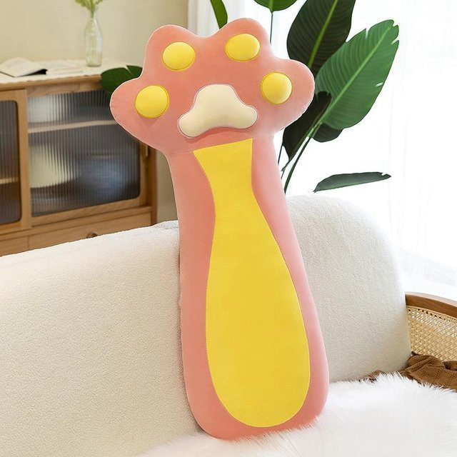 Weiches Katzenpfoten-Kissen aus Plüsch von Joyful toys in Rosa, Länge: 70 cm - Bild 1