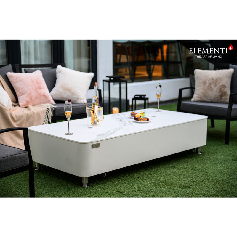 Elementi Gasfeuerstelle Athen in Marmor-Optik, weiß, B: 157,5 cm, T: 76,2 cm, H: 35,6 cm - Bild 3