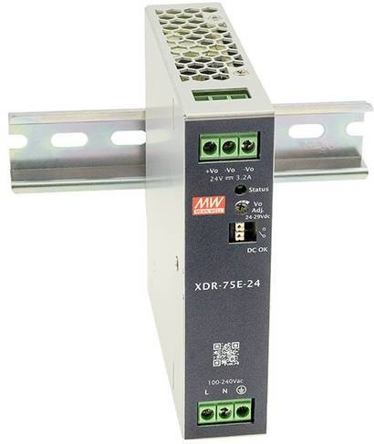MEAN WELL MW XDR-75E-36 Hutschienen-Netzteil in Silber, 36V, 2.1A, 75.6W - Bild 1