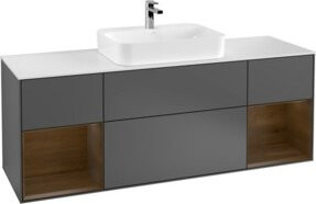 V&B Finion Waschtischunterschrank mit LED-Wandbeleuchtung und Regalfach, Weiß/Anthrazit, Breite: 160 cm - Bild 1