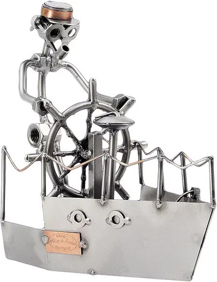Schraubenmännchen Kapitän von Hinz & Kunst aus Metall in Silber als maritime Tischdekoration - Bild 1