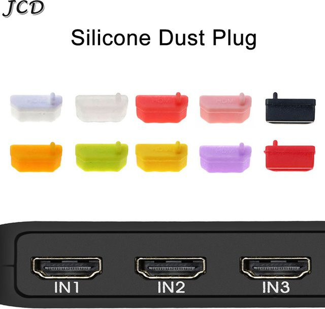 JCD 10 Stück Silikon Anti-Staub-Stecker für USB-A und HDMI Anschlüsse in Schwarz - Bild 1