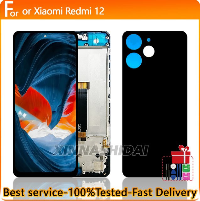 Xiaomi Redmi 12 LCD Display mit Touchscreen Digitizer Montage und Rahmen inklusive Batterieabdeckung - Bild 1