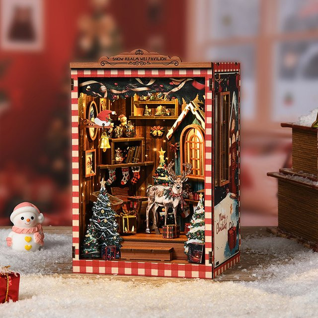 Zuuton DIY Holz Puppenhaus 3D Puzzle Kit mit LED Licht, Kreatives Miniatur Puppenhaus Set in Natur und Mehrfarbig - Bild 1