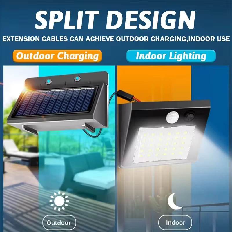 XIWANGFIRE LED Solarleuchte mit PIR-Bewegungssensor, wasserdichte Solar-Wandleuchte für den Außenbereich in Schwarz - Bild 3