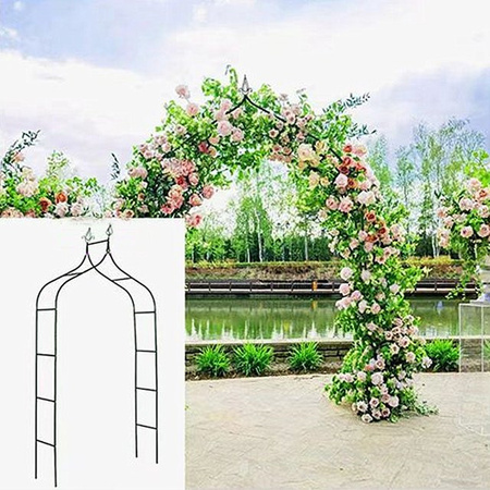 Rankierhilfe für Kletterrosen und Wein als Gartenbogen für den Außenbereich, Schwarz, H x B x T: 255 x 140 x 38 cm