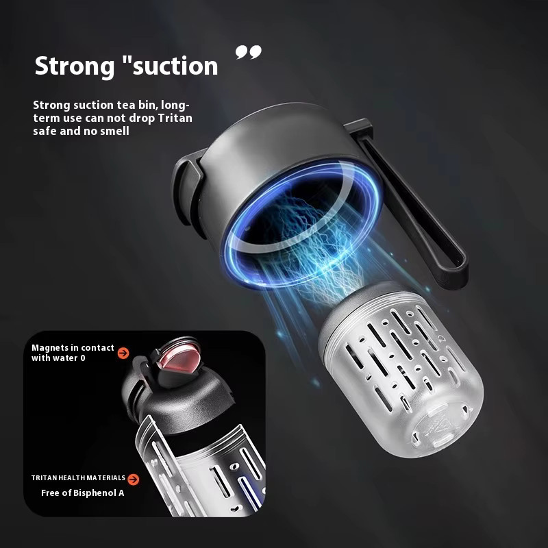 Gianxi Magnetic Bullet Teetasse Tritan Sportwasserflasche mit Teetrennung, Weiß/Transparent - Bild 2