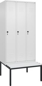 C+P Spind Classic PLUS Garderobenschrank mit Sitzbank, 3 Abteile, Reinweiß, B/T/H: 212,0 x 90,0 x 81,5 cm - Bild 1