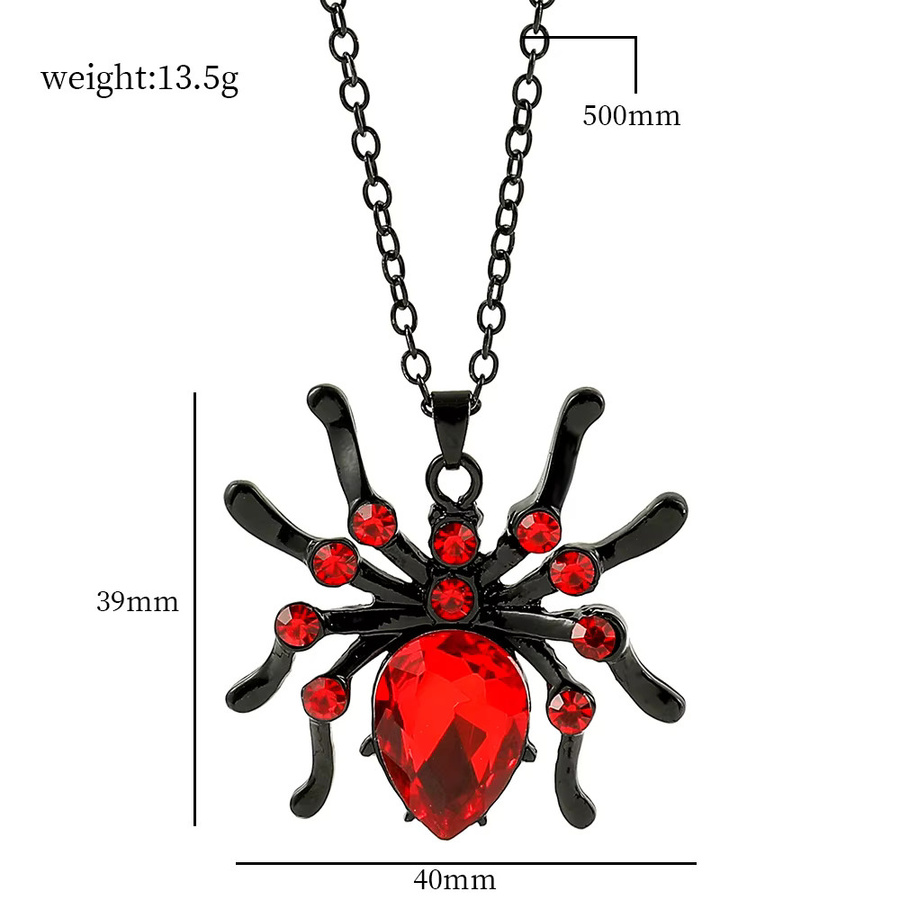 TAKARA TOMY Halskette, Spinnenanhänger, roter Kristall, Schwarz, Unisex - Bild 3