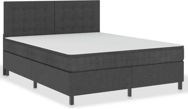 vidaXL Boxspringbett Hybrid in Dunkelgrau aus Stoff, B/T/H: 160 x 200 x 116 cm - Bild 1