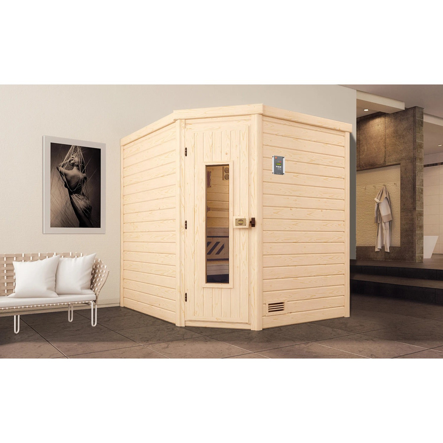 Weka Premium Massivholz-Sauna Turku Sparset mit 7,5 kW Ofen, digitaler Steuerung und Massivholztür - Bild 2