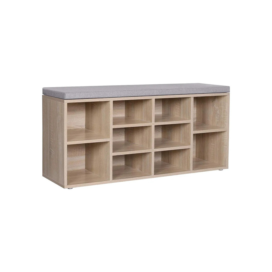 Vasagle Schuhbank mit verstellbaren Regalen in Eiche Grau und Leinenimitat, B/T/H: 104 x 30 x 48 cm - Bild 2